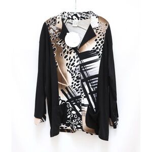 NWT Parsley & Sage Top buttoned shirt abstract animal print cotton new Toni T 3X